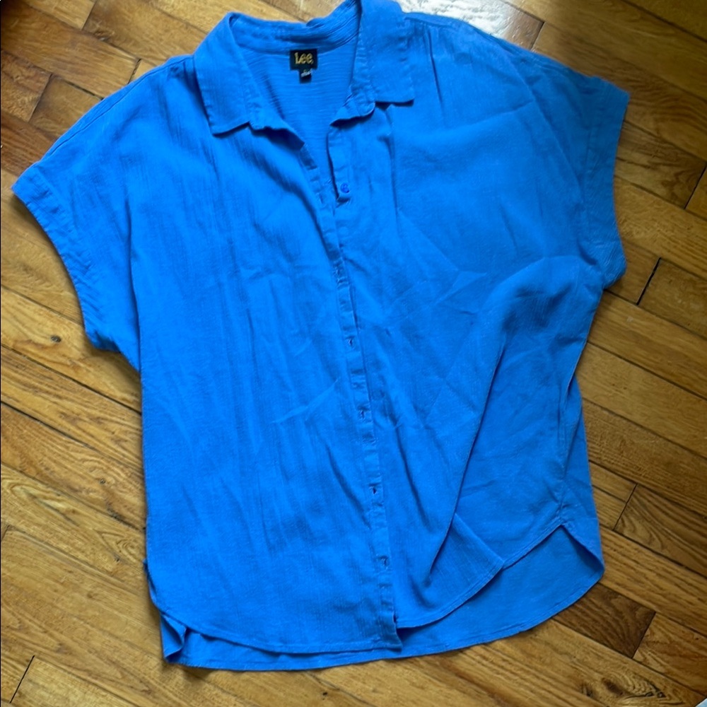 100% Cotton Lee Bright Blue Casual Shirt